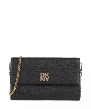Розовый кошелек из зернистой коровьей кожи Dkny, черный