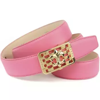 Розовый кожаный ремень Anthoni Crown с застежкой в виде лилии, розовый