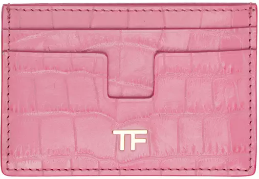 Розовый крокодиловый классический визитница TOM FORD