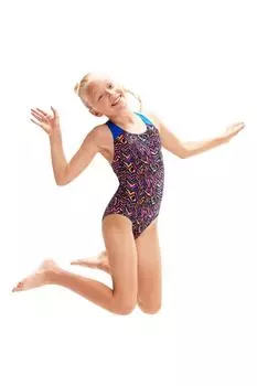 Розовый купальник с открытой спиной и принтом по всей поверхности Speedo, розовый