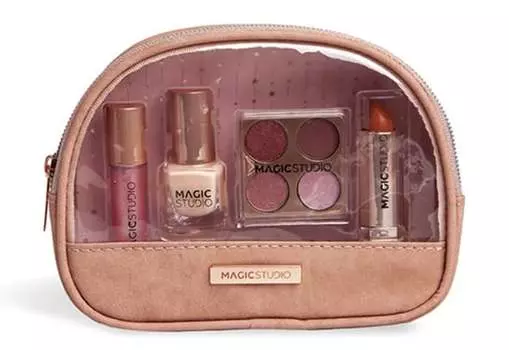 Розовый кварц, набор для макияжа, 4 предмета + косметичка Magic Studio