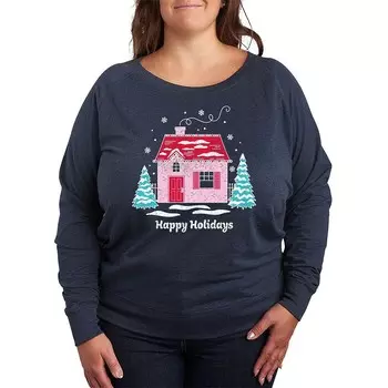 розовый легкий свитшот из френч терри размера плюс Holiday House Licensed Character, цвет Heather Indigo