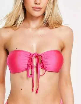 Розовый многослойный бикини-топ-бандо New Look