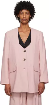 Розовый объемный пиджак с драпировкой GANNI