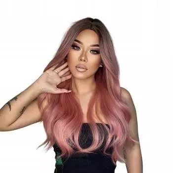 Розовый парик, длинные волосы, натуральные волны, inna