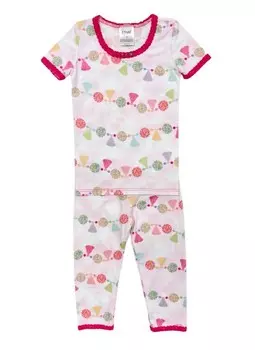 Розовый пижамный комплект с помпонами и короткими рукавами для девочек ESME, розовый