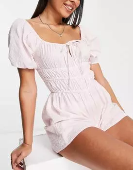 Розовый пляжный комбинезон с короткими рукавами ASOS DESIGN Milkmaid ASOS DESIGN