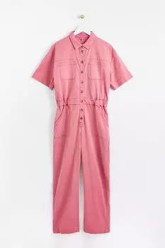 Розовый практичный комбинезон с короткими рукавами Oliver Bonas, розовый