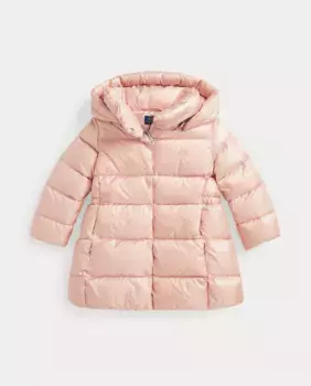 Розовый пуховик для девочки с капюшоном Polo Ralph Lauren, розовый