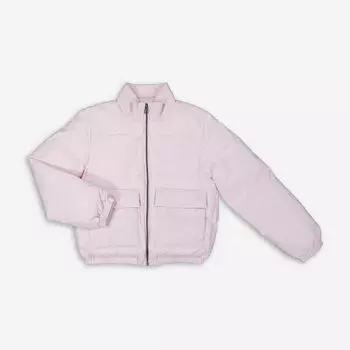 Розовый пуховик с тисненым логотипом Calvin Klein Jeans