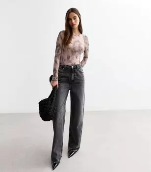 Розовый сетчатый боди с длинными рукавами New Look, розовый