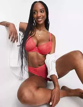 Розовый сетчатый бюстгальтер с глубоким вырезом и вышивкой Curvy Kate Fuller Bust Cherry Pop