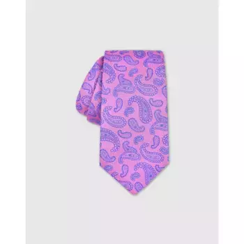 Розовый шелковый галстук с узором «пейсли» Olimpo, цвет Estampado
