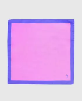 Розовый шелковый шарф с синей отделкой Olimpo