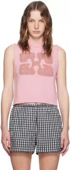 Розовый шерстяной жилет GANNI