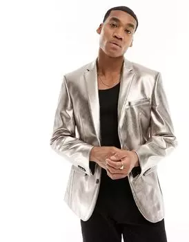 Розовый скинни-блейзер с эффектом металлик ASOS DESIGN