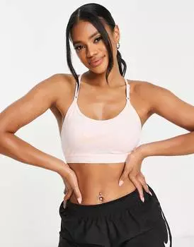 Розовый спортивный бюстгальтер с легкой поддержкой Nike Training Indy NSW Swoosh