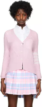 Розовый светлый кардиган с 4 полосами Thom Browne