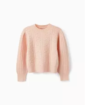 Розовый свитер для девочки с круглым вырезом Zippy, розовый