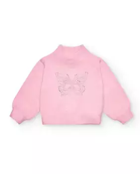 Розовый свитер для девочки с рисунком бабочки Tuc tuc