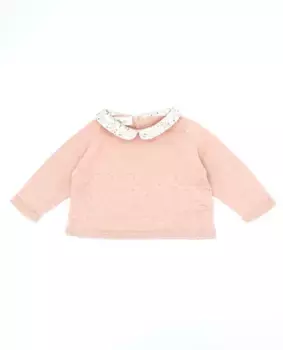 Розовый свитер для малышки с контрастным воротником Fina Ejerique, цвет Rosa