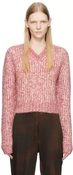 Розовый свитер с v-образным вырезом Acne Studios