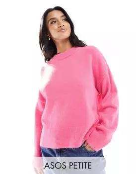 Розовый свитер свободного кроя с круглым вырезом ASOS DESIGN Petite