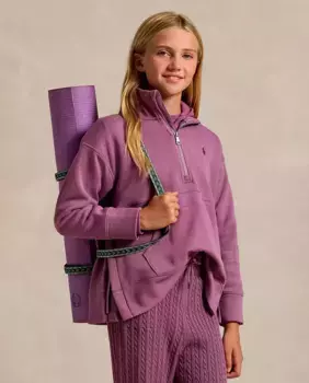 Розовый свитшот на молнии для девочки Polo Ralph Lauren