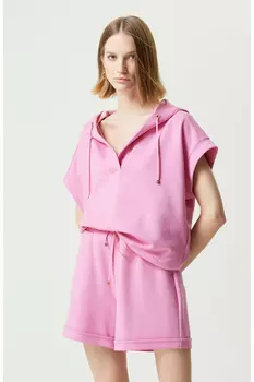 Розовый свитшот с капюшоном и короткими рукавами Network, розовый