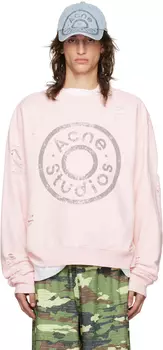 Розовый свитшот с логотипом и эффектом потертости Acne Studios