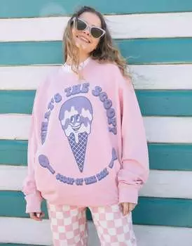 Розовый свитшот унисекс с рисунком мороженого Batch1