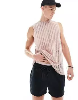Розовый свободный топ с круглым вырезом и бретельками ASOS