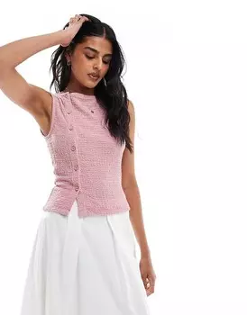 Розовый текстурированный асимметричный топ ASOS DESIGN