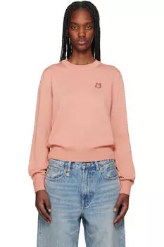 Розовый толстый лисий патч с нашивкой на голову, обычный свитер Maison Kitsun