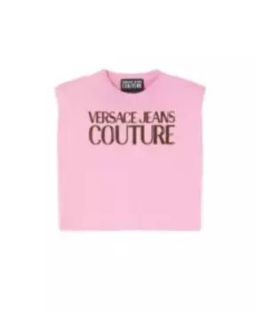 Розовый топ без рукавов с мягкими плечами Versace Jeans Couture, розовый