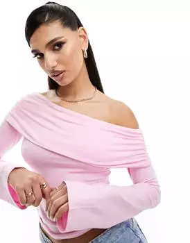 Розовый топ на одно плечо ASOS