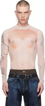 Розовый топ с длинными рукавами 'e Classique' Jean Paul Gaultier
