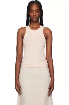 Розовый топ с нашивкой «Лисенок» в рубчик Maison Kitsun