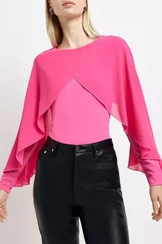 Розовый топ с сетчатой накидкой River Island, розовый