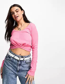 Розовый топ спереди Pieces Twist