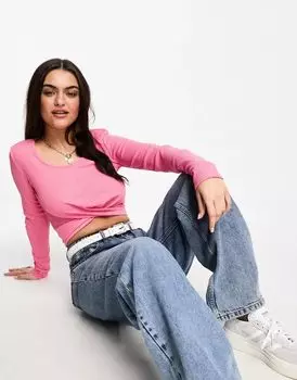 Розовый топ спереди Pieces Twist