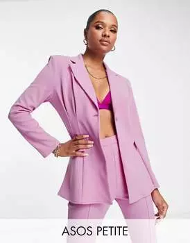 Розовый трикотажный костюм с плотными плечами и зауженной талией ASOS DESIGN Petite