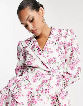 Розовый трикотажный пиджак с баской ASOS DESIGN