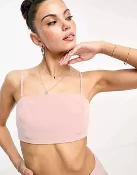 Розовый укороченный топ-бандо ASOS