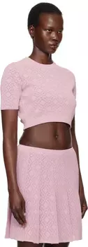 Розовый укороченный жаккардовый свитер с монограммой 72 Givenchy