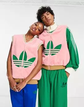 Розовый унисекс большой жилет с трилистником adidas Originals 'adicolor 70s'