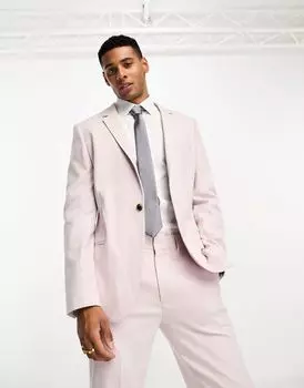 Розовый узкий оксфордский пиджак ASOS DESIGN