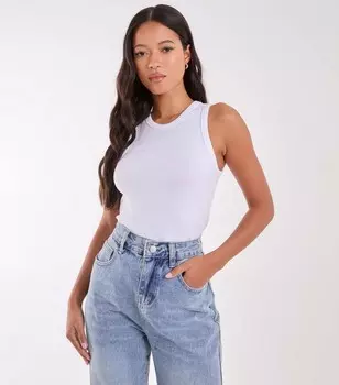 Розовый ванильный белый топ в рубчик Pink Vanilla, белый