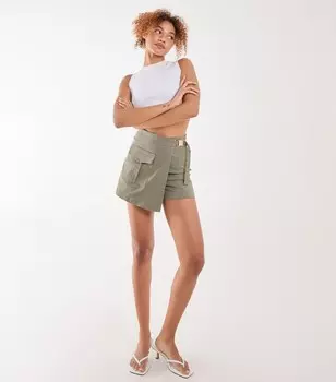 Розовый, ванильный, хаки - Юбка с поясом и запахом Pink Vanilla, хаки