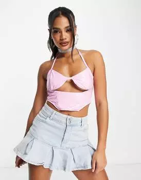 Розовый виниловый корсет для бюста ASYOU